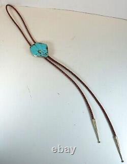 Vintage Sterling Turquoise Nugget Bolo Pendant Native Navajo Southwestern Old