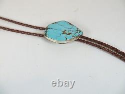 Vintage Sterling Turquoise Nugget Bolo Pendant Native Navajo Southwestern Old