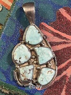 Vintage Sterling Turquoise Pendant Crafted By Native American Rose Abeyta A1