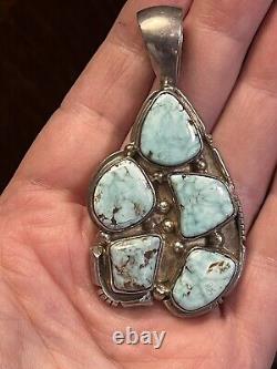 Vintage Sterling Turquoise Pendant Crafted By Native American Rose Abeyta A1