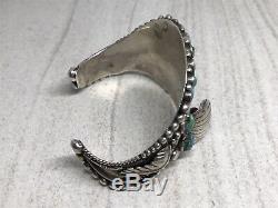 Vintage Sterling silver turquoise Stones Wide watch 6.25 cuff Bracelet (42g)