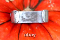 Vintage TURQUOISE DOUBLE ROW INLAY INGOT CUFF bracelet sterling Navajo Zuni READ