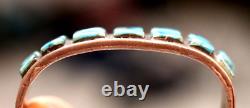 Vintage TURQUOISE DOUBLE ROW INLAY INGOT CUFF bracelet sterling Navajo Zuni READ