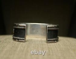 Vintage Thick Heavy Native American Navajo Turquoise Sterling Silver Bracelet