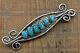 Vintage Traditional Navajo Old Pawn Sterling Silver Genuine Turquoise Brooch Pin