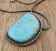 Vintage Traditional Navajo Old Pawn Turquoise Sterling Silver Bezel Pendant