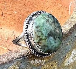 Vintage Turquoise And Sterling Silver Ring By Artisan J. B. Platero Size 7.75