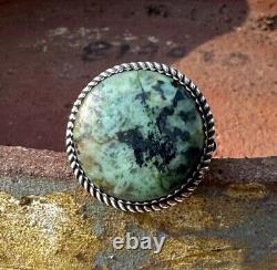 Vintage Turquoise And Sterling Silver Ring By Artisan J. B. Platero Size 7.75