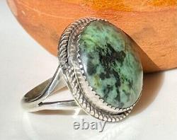 Vintage Turquoise And Sterling Silver Ring By Artisan J. B. Platero Size 7.75