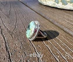 Vintage Turquoise And Sterling Silver Ring By Artisan J. B. Platero Size 7.75