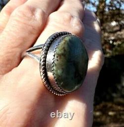 Vintage Turquoise And Sterling Silver Ring By Artisan J. B. Platero Size 7.75