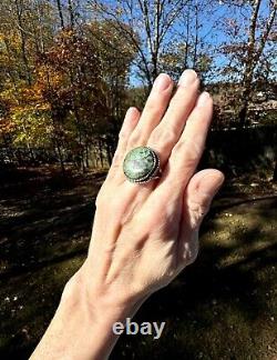 Vintage Turquoise And Sterling Silver Ring By Artisan J. B. Platero Size 7.75