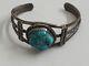 Vintage Turquoise Native Navajo Sterling Silver 925 Cuff Bracelet