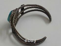 Vintage Turquoise Native Navajo Sterling Silver 925 Cuff Bracelet