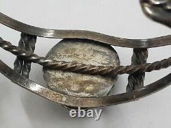 Vintage Turquoise Native Navajo Sterling Silver 925 Cuff Bracelet