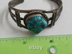 Vintage Turquoise Native Navajo Sterling Silver 925 Cuff Bracelet