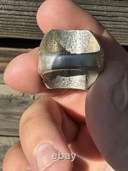 Vintage Turquoise Ring Sterling Silver Navajo Native 1950s 60s Trading Post 9.75