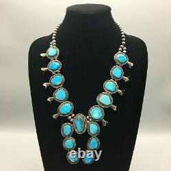 Vintage Turquoise Squash Blossom Necklace