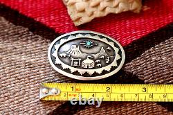 Vintage VERNON HASKIE OVERLAY BELT BUCKLE Turquoise & Sterling Silver Navajo