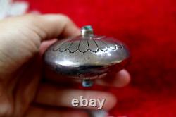 Vintage WATER WEB TURQUOISE STERLING SILVER NAVAJO CANTEEN flask tobacco 77g
