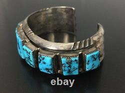 Vintage Wilson Begay Navajo Sterling Silver Heavy Turquoise Bracelet Cuff