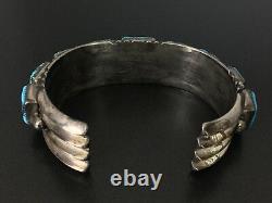 Vintage Wilson Begay Navajo Sterling Silver Heavy Turquoise Bracelet Cuff