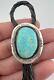 Vintage Yazzie Navajo Sterling Silver Webbed Fox Turquoise Stamped Bolo Tie