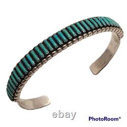 Vintage Zuni Christina Eustace Petit Point Turquoise Silver Cuff Bracelet