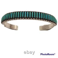 Vintage Zuni Christina Eustace Petit Point Turquoise Silver Cuff Bracelet