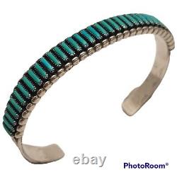 Vintage Zuni Christina Eustace Petit Point Turquoise Silver Cuff Bracelet