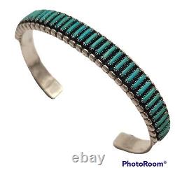 Vintage Zuni Christina Eustace Petit Point Turquoise Silver Cuff Bracelet