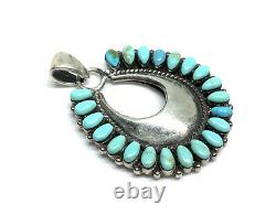 Vintage Zuni Native Sterling Silver Turquoise Petit Point Cluster Pendant (17g)
