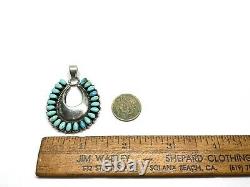 Vintage Zuni Native Sterling Silver Turquoise Petit Point Cluster Pendant (17g)