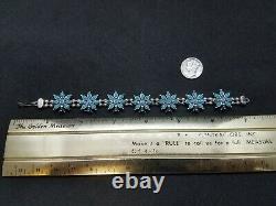 Vintage Zuni Petit Point Cluster Turquoise Sterling Silver Link Bracelet