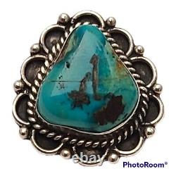 Vintage navajo Sterling Silver high grade BLUE WATERWEB TURQUOISE RING size6