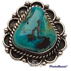 Vintage navajo Sterling Silver high grade BLUE WATERWEB TURQUOISE RING size6