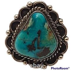 Vintage navajo Sterling Silver high grade BLUE WATERWEB TURQUOISE RING size6