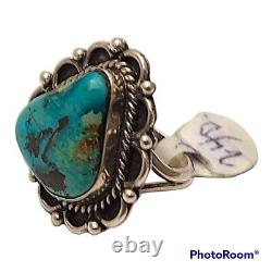 Vintage navajo Sterling Silver high grade BLUE WATERWEB TURQUOISE RING size6