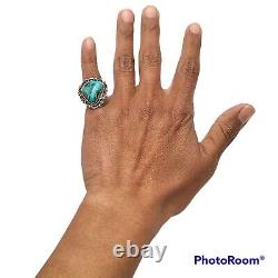 Vintage navajo Sterling Silver high grade BLUE WATERWEB TURQUOISE RING size6