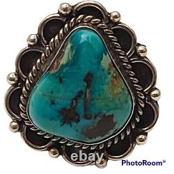 Vintage navajo Sterling Silver high grade BLUE WATERWEB TURQUOISE RING size6