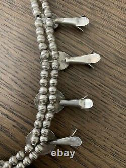 Vintage navajo squash blossom necklace sterling silver Turquoise BT