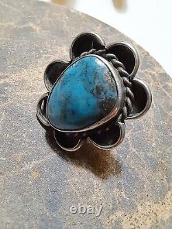 Vintage silver and turquoise Navajo native ring