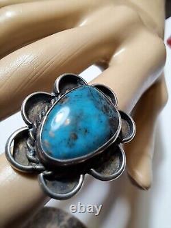 Vintage silver and turquoise Navajo native ring