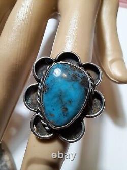 Vintage silver and turquoise Navajo native ring