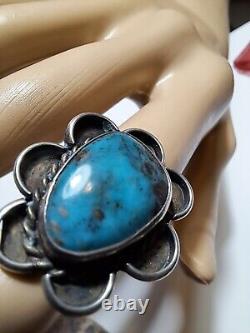 Vintage silver and turquoise Navajo native ring