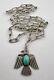 Vtg Fred Harvey Navajo Sterling Royston Turquoise Thunderbird Pendant Necklace