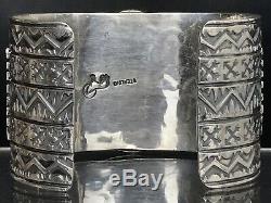 Vtg Huge Navajo Lone Mountain Turquoise Sterling Silver Cuff Bracelet 127g
