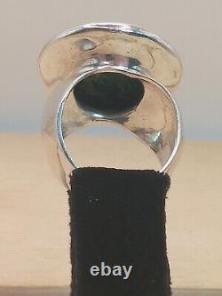 Vtg. Jim Saunders Navajo Signed Green Turquoise Sterling Silver Ring Sz. 11