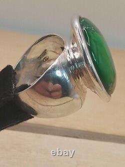 Vtg. Jim Saunders Navajo Signed Green Turquoise Sterling Silver Ring Sz. 11