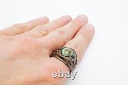 Vtg Native American Navajo Sterling Silver Turquoise Mens Ring Size 12.25 Signed